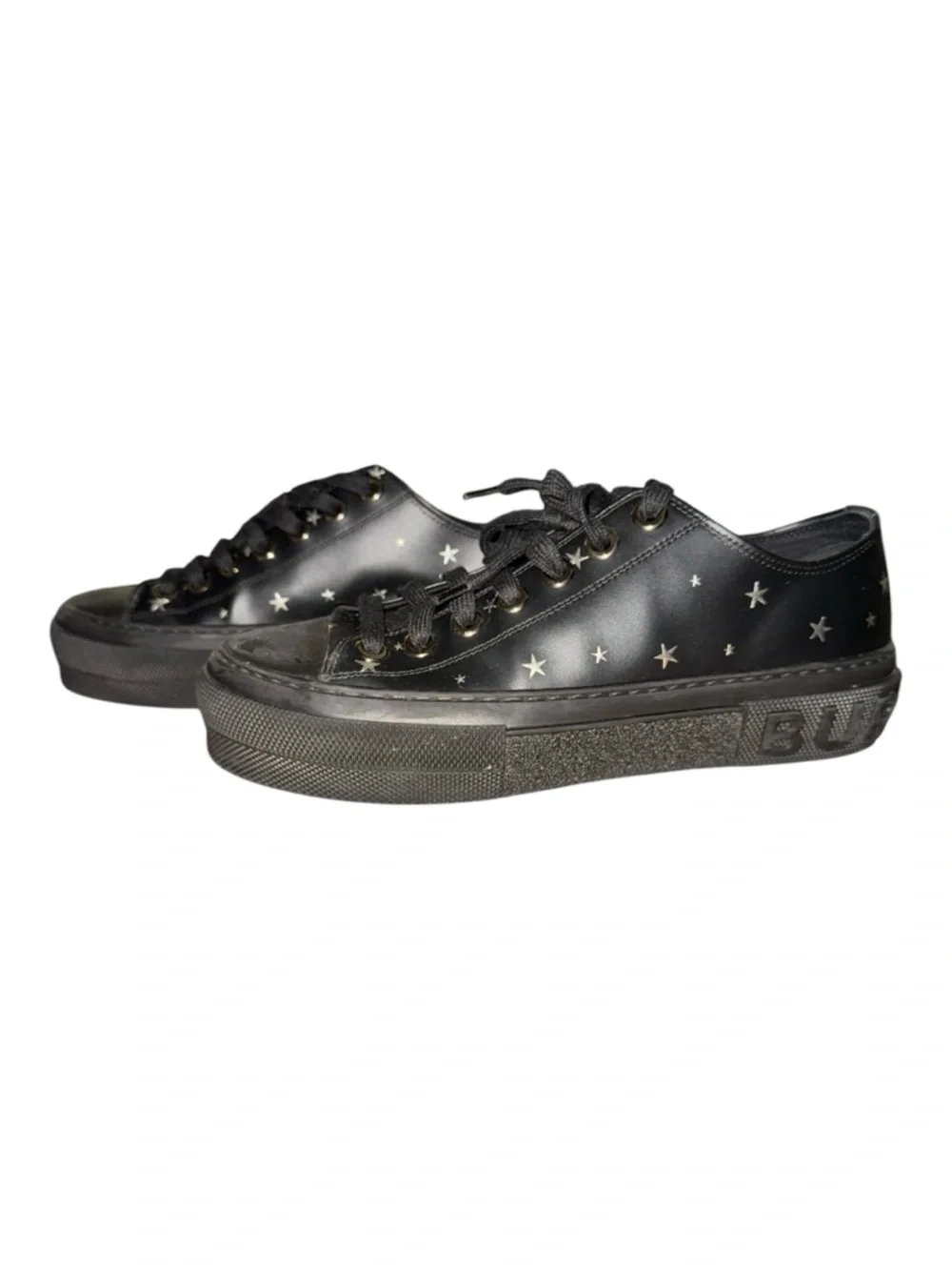 Burberry Jack Star Leather Sneaker Black Size 38.5 Used with flaws